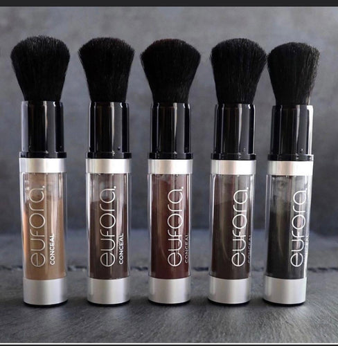 CONCEAL provides on the go temporary root touch up in a mess-free, self-dispensing brush. Lightweight temporary root touch-up powder to instantly blend unwanted grey and regrowth.  Available in five shades: Black, Dark Brown, Brown, Auburn, Blonde.
