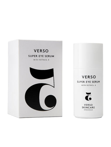 AN EXTRA EFFECTIVE EYE SERUM WITH RETINOL 8 Verso Super Eye Serum is a light eye serum that targets signs of aging and energizes tired skin around the eyes. Formulated with Retinol 8 which makes it extra effective.