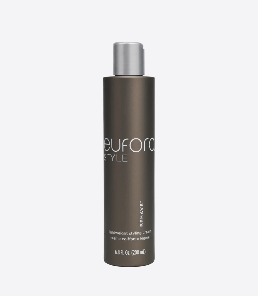 Eufora Behave Lightweight  Straightening And Smoothing styling cream. Helps combat frizz. 