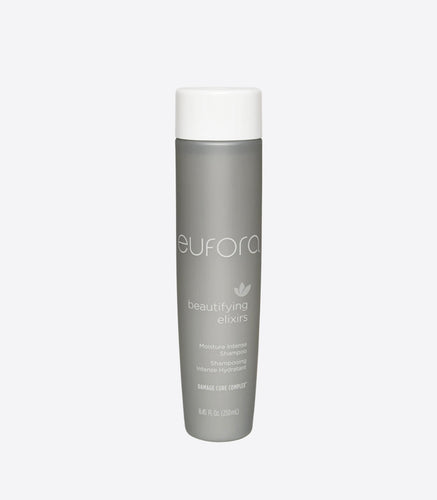 Eufora Beautifying Elixir Moisture intense Shampoo. Rejuvenating shampoo to help repair dry, brittle and damaged hair. Delivers soft smooth and moisturized shine. 