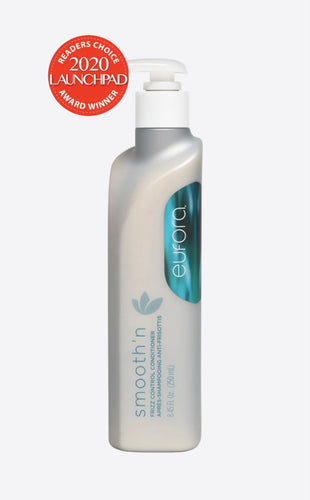 Eufora Smooth'n Frizz Control is a Daily conditioner for ultimate frizz and humidity protection. The extra moisturizing formula smoothes and seals a frazzled cuticle and repairs split ends. Aloe Vera based formula is fused with our Smooth'n Oil Complex and unique botanical extracts. 