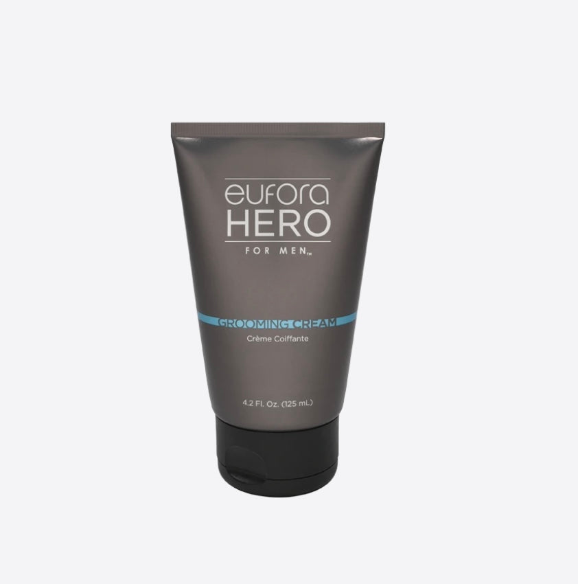 Eufora Hero for men Grooming Cream delivers incredible frizz control with medium hold and low shine. Lightweight, water soluble formula makes it easy to wash from hands and hair and won't clog follicles. Provides wear-in treatment benefits.