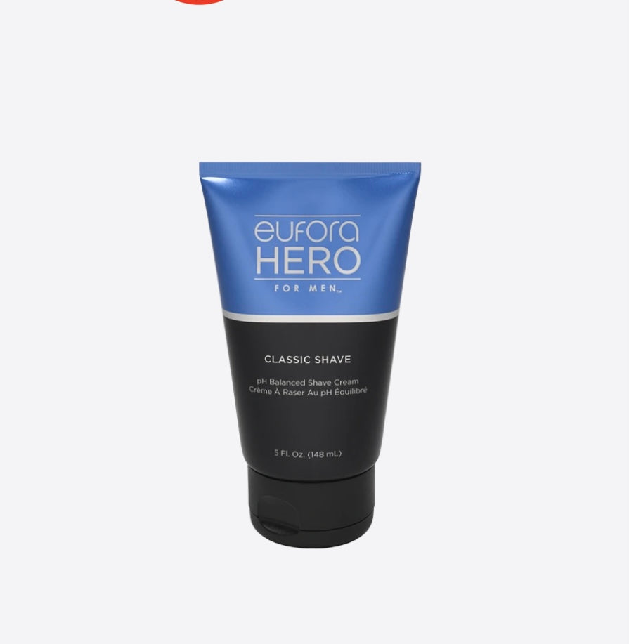 Eufora Hero Classic Shave. Tired of shaving foam that dry's out your skin? Tired of a foam that messy?  You need to try this amazing pH balanced shave cream. Ultra lubrication for a barber close shave. Protects against shaving irritations.    
