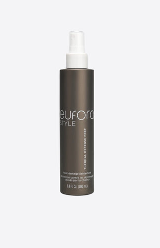Eufora Thermal Defense Prep spray is a Multi-benefits prep spray protects from damage and breakage caused from blow-drying and heat styling tools. Provides thermal protection from tools up to 428 F (220 C) degrees. Detangles, add moisture and leader the hair feeling soft, movable and touchable with great shine.    No Artificial Colorants, Aromas, Sulfates, Sodium Chloride, Parabens, Phthalates, Gluten, Mineral Oil, Propylene Glycol, Formaldehyde