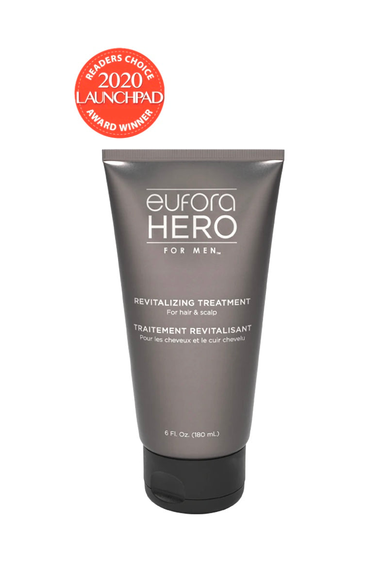 Eufora Hero for Men. Fantastic Treatment to soothe irritation, strengthen and condition hair and scalp. Improves blood circulation and delivers vital nutrients to the hair follicle.  Delivers a cooling effect when massaged into your scalp. You can thank the menthol. You'll love it.  Fun Fact: Revitalizing Treatment is a great detangler on top of all the other amazing benefits it offers. 
