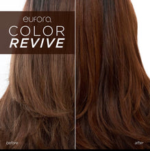 Load image into Gallery viewer, Side by side before and after photo using Eufora Colour Revive in Brunette.

