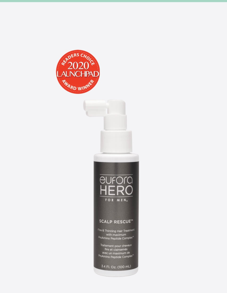Eufora Hero for Men Scalp Rescue. Innovative treatment for fine and thinning hair. Delivers a maximum dosage of Eufora exclusive ProAmino Peptide Complex TM to soothe irritation, strengthen and condition hair and scalp for optimum hair health and retention.